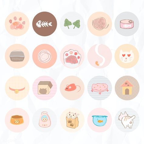 Instagram Gradient, Highlights Icon, Cat Story, Social Media Icons Vector, Penanda Buku, Badge Icon, Zestaw Ikon, Cat Stories, Cute Emoji