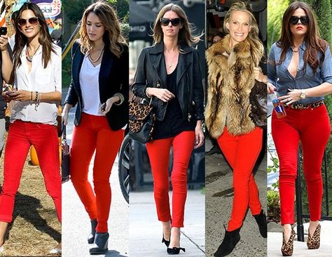 Body Rojo, Red Jeans Outfit, Red Pants Outfit, Outfits Leggins, Khloe Kardashian Style, Red Outfits, Red Trousers, Outfits Edgy, Outfits Jeans