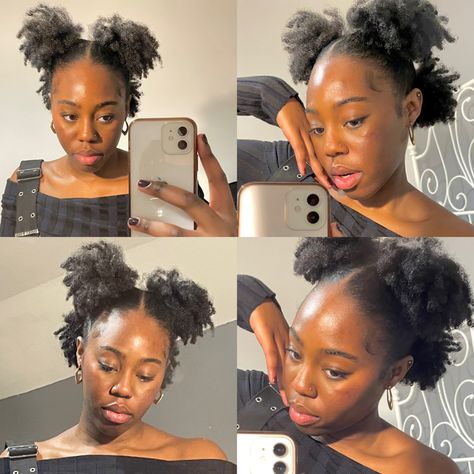 Small Puffs Natural Hair, Four Puffs Hairstyle, Three Puffs Natural Hair, Mini Puffs Natural Hair, 4 Puffs Hairstyle, Four Puffs Natural Hair, 4 Puffs Natural Hair, Mini Afro Hairstyles 4c, Natural Afro Hairstyles Short Simple