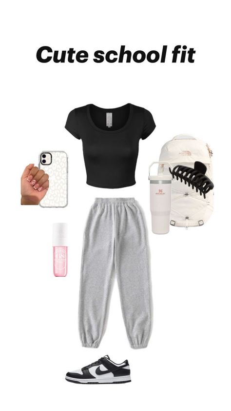 Comfy Outfits With Dunks, Outfit Styles For School, Trendy Outfits For Middle School, Teen Outfits For School Winter, Sporty Middle School Outfits, Preppy Birthday Party Outfit Ideas, Outfit Idea Preppy, Monday Outfit For School, Teenage School Outfits