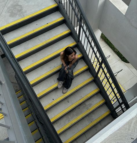 camcorder stairway pics streetwear Stairs Instagram Pictures, Stairwell Instagram Pictures, Stair Picture Poses Aesthetic, Staircase Photoshoot Ideas, Stairwell Pics Insta, Stairs Photo Ideas, Staircase Shoot Ideas, Stairs Aesthetic Pose, Stairs Photoshoot