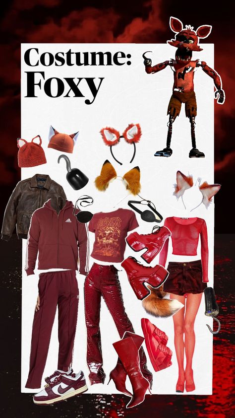 #outfit #outfitideas #halloween2024 #fivenightsatfreddys #fnaf #foxyfnaf #redaesthetic #redoutfitinspo Halloween Fnaf Costumes, Foxy Costume Fnaf, Foxy Halloween Costume, Fnaf Halloween Costumes Cute, Foxy Fnaf Costume, Fnaf Costume Ideas, Fnaf Foxy Cosplay, Fnaf Halloween Costumes, Fnaf Foxy Costume