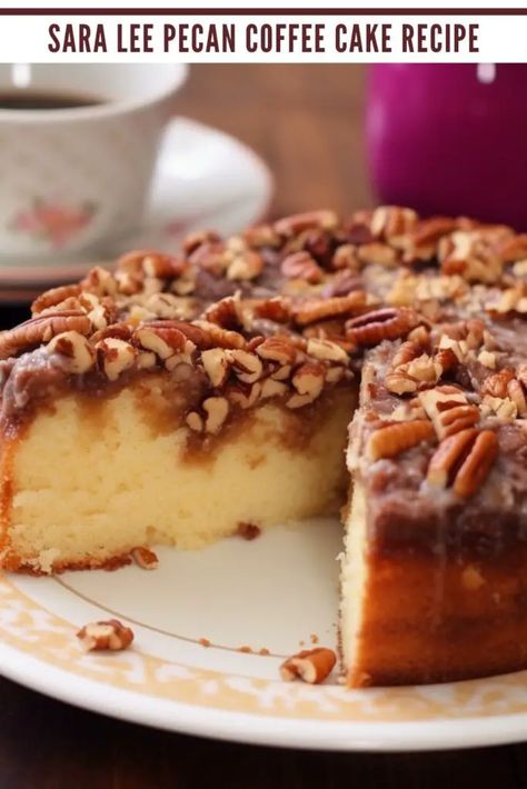 Sarah Lee Coffee Cake Recipe, Sara Lee Pecan Coffee Cake Recipe, Sara Lee Coffee Cake Recipe, Moist Coffee Cake Recipe, Moist Coffee Cake, Pecan Praline Cake, Pecan Coffee Cake, Praline Cake, Coffee Cake Recipes Easy