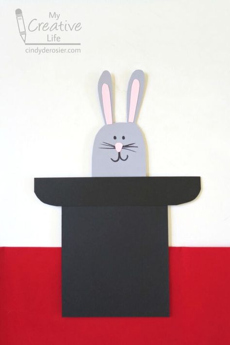 "Watch Me Pull a Rabbit out of a Hat!" Craft | Fun Family Crafts Magic Hat Crafts For Kids, Magician Crafts Preschool, Magic Crafts For Kids Art Projects, Wizard Hat Craft, Magician Crafts For Kids, Circus Images, Rabbit In A Hat, Magic Theme, Rabbit Crafts