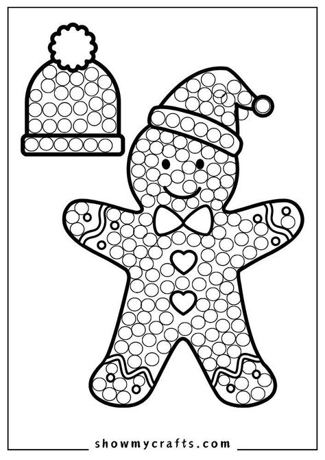 Gingerbread man do-a-dots are a fun and easy christmas activity to set up for toddlers and preschoolers. Print the pages and then let your child dob away with dot markers #gingerbreadman #doadot #preschooldoadot Christmas Dot Marker Printables Free, Christmas Dot Painting Free Printables, Gingerbread Man Preschool Craft, Gingerbread Man Crafts For Kindergarten, Christmas Dot Art Free Printable, Gingerbread Man Crafts For Preschoolers, Dot Painting For Kids, Dot Painting Printables, Dot Marker Printables Free