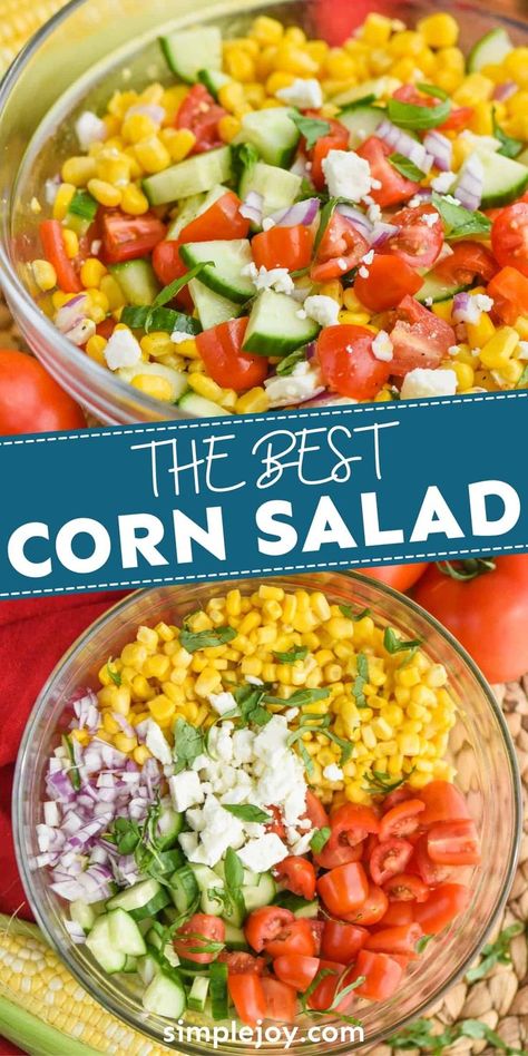 Best Corn Salad, Corn Salad Recipe Easy, Easy Corn Salad, Corn Recipes Side Dishes, Corn Salad Recipe, Easy Corn, Side Salad Recipes, Corn Salad Recipes, Summer Corn Salad