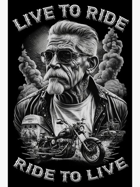 Riding in Style: Old Biker Metal Print. Cooles Oldstyle Biker Design Human Skull Drawing, Spray Paint Artwork, Old School Motorcycles, Biker Design, Harley Davidson Artwork, Biker Tattoos, Vintage Motorcycle Posters, American Flag Wallpaper, Arte Cholo