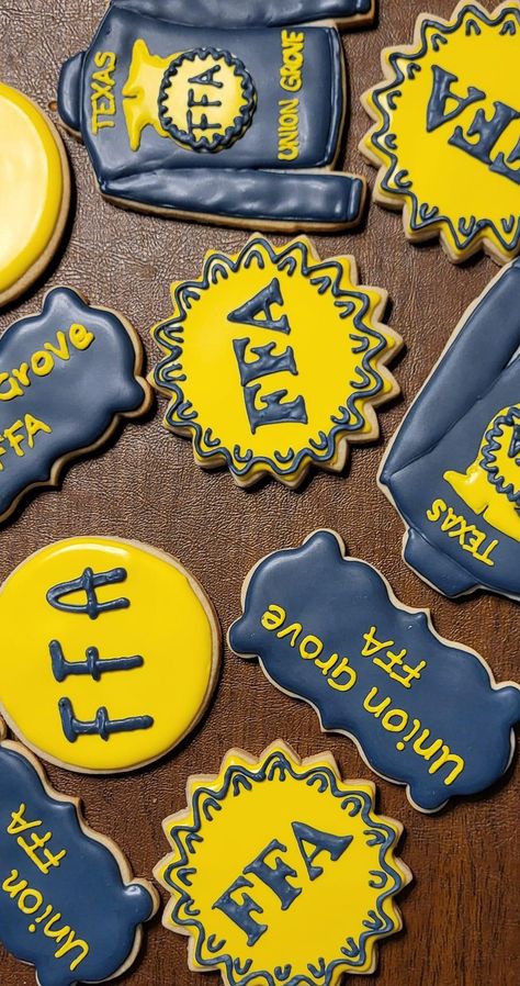 Ffa Cookies, Ffa Emblem, Ffa Jacket, Ffa Ideas, Fall Fair, Ffa, Cookie Ideas, Icing Cookies, Royal Icing Cookies