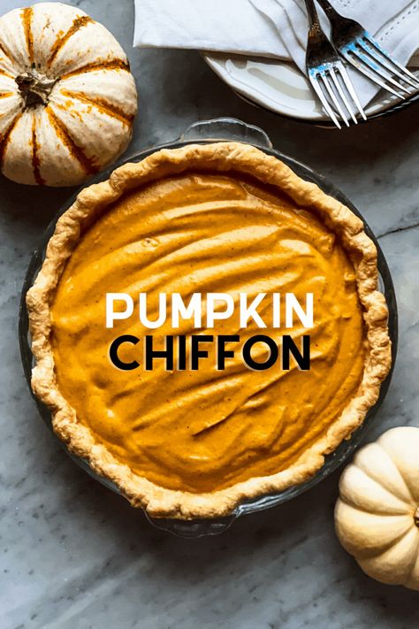 Orange Chiffon Pie, Whipped Pumpkin Pie Recipe, Pumpkin Chiffon Pie Recipe, Fluffy Pumpkin Pie, Chiffon Pie Recipe, Pumpkin Chiffon, Pumpkin Chiffon Pie, Whipped Egg Whites, Thanksgiving Desserts Pumpkin