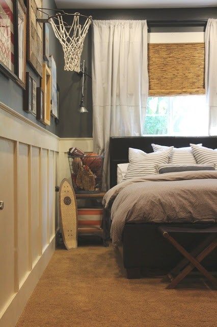 One Room Challenge {ORC}: A Modern Vintage Sports Bedroom | White Cottage Home  Living Vintage Sports Bedroom, Vintage Sports Room, Boy Sports Bedroom, Sports Bedroom, Teenager Bedroom Boy, Teenage Boy Room, Sport Bedroom, Boys Bedroom Makeover, Teen Boy Room