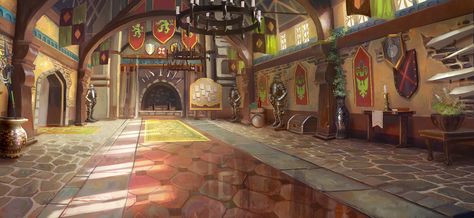 GuildHall (fatecraft) by TylerEdlinArt.deviantart.com on @deviantART Guild Hall, Adventurer's Guild, Games Design, Location Inspiration, Fantasy City, Fantasy Places, Fantasy Art Landscapes, Animation Background, Visual Development