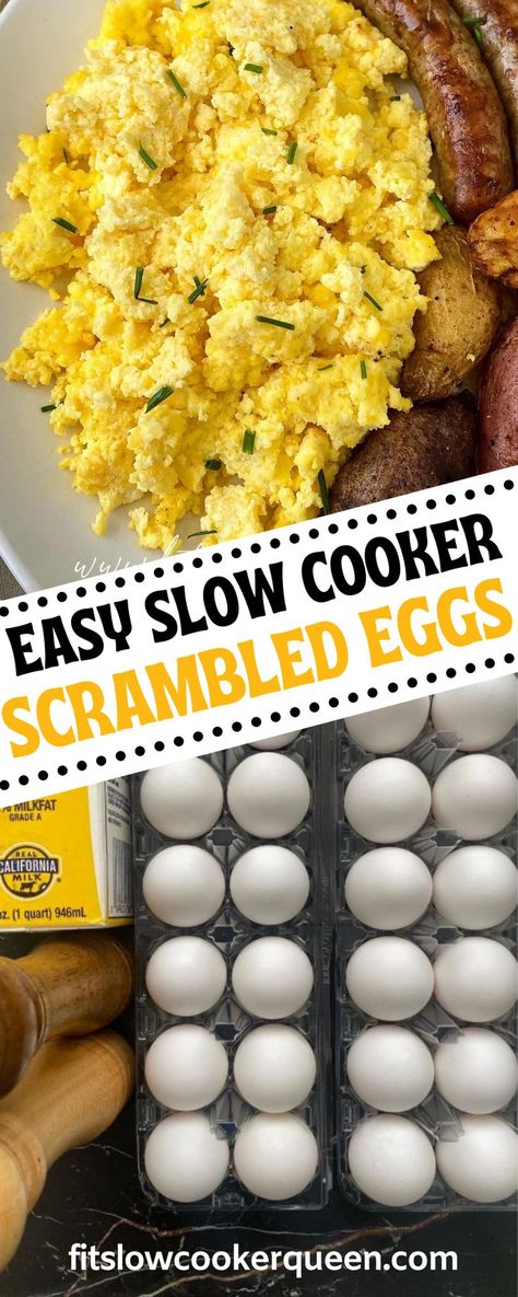 Slow Cooker Egg Recipes, Crockpot Scrambled Eggs, Eggs In Crockpot, Scrambled Egg Recipes, Easy Egg Recipe, Easy Egg Breakfast, Easy Scrambled Eggs, Breakfast Crockpot Recipes, Easy Egg Recipes