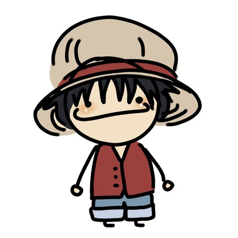 Luffy Profile Pic, Luffy Cute Icon, Luffy Doodle, Luffy Draw, One Piece Doodle, One Piece Pfps, Drawing Luffy, Chibi Luffy, Luffy Cute