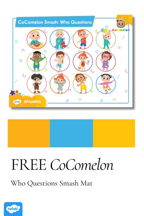 Children will love using listening, speaking, and fine motor skills with JJ and his friends using our CoComelon: Who Questions Smash Mat. Use these mats as a fun small group activity to build children's listening, speaking, and vocabulary skills. An adult will read each of the twelve Who questions, and children will place playdough on the corresponding picture on the activity mat. Who Questions, Bottle Gift Tags, Small Group Activities, Bean Bag Chair Kids, Activity Mat, Birthday Party Balloon, Barbie Toys, Bottle Gift, Bag Chair