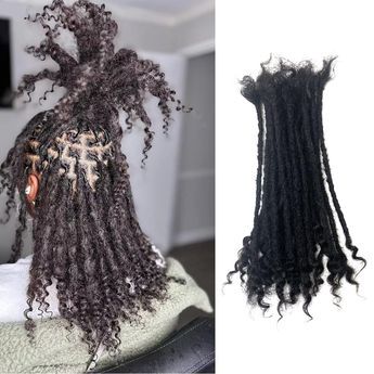 PRICES MAY VARY. 1.Hair Material: 100% Handmade Permanent Loc Extensions 0.4cm ,1B natural black.Full Handmade Human Hair Loc extensions.can be dyed, curly ends make styling more versatile, soft and comfortable, easy to take care of, light weight, no odor, beautiful hair, natural appearance, lasts a long time. 2.Easy to install: Dreamlock extensions with curly end Fashionable design, soft touch, easy installation, time-saving, suitable for beginners. 3.Packing: 20 strands/pack with Quality Dread Loc Extensions Curly Ends, Permanent Loc Extensions With Curly Ends, Loc Extensions With Curly Ends, Locs Extension Hairstyles For Women, Curly Ends Locs, Locks With Extensions, Human Hair Loc Extensions, Locs Extensions Permanent, Curly Loc Extensions