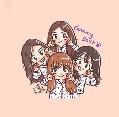 Anime Group Picture, 4 Best Friends Drawing, 4 Best Friends Drawing Cute, Blackpink Illustration, Yoshi Drawing, Best Friends Drawing, Blackpink Fanart, Jisoo Blackpink, Blackpink Rose