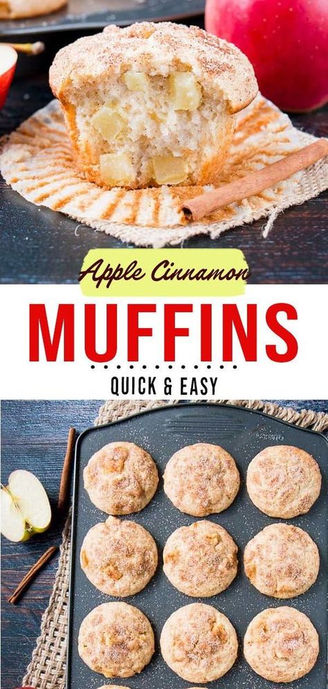 This apple cinnamon muffins recipe is super quick and easy to make! Everything will be ready in just 30 minutes. Carmel Apple Muffins Recipes, Apple Muffins Easy, Cinnamon Muffins Easy, Cinnamon Muffins Recipe, Apple Cinnamon Muffins Recipe, Cake Flour Recipe, Apple Muffins Healthy, Apple Muffin, Apple Oatmeal Muffins