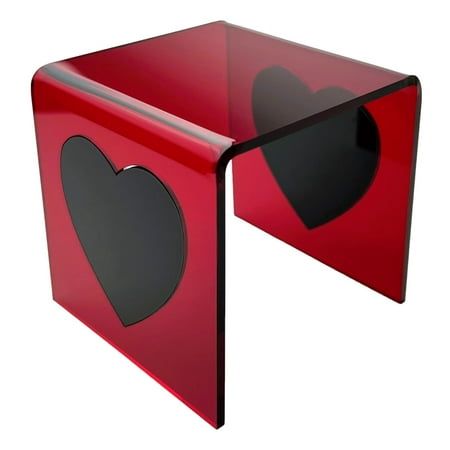 T'z-Tagz Brand New Handmade Lot of 1 Custom-Made Collectible Heart Riser Display Stand Transparent Red with Solid Black Hearts 3"W x 3"H x 3"D. Size: 3 Inch Color: Transparent Red Heart Inserts: Solid Black Thickness: 3mm / 1/8" Quantity: 1 Material: Acrylic Finish: Polished Use: Light Weight items All risers are made to order. Shipping Lead Time: Orders will ship 3-5 business days after purchase or sooner. Carrier Time: 2-5 Days Note: These risers contain a polished smooth edge and sizes are to Hanging Dorm Decor, Rental Safe Decor, Black And Red Home Decor, Black Women Apartment Decor, Heart Shaped Furniture, Burlesque Room, Ladies Lounge Woman Cave, Hot Pink Furniture, Pin Collection Displays