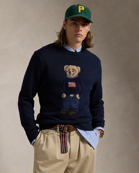 Ralph Lauren Ralph Lauren Boys Outfits, Ralph Lauren Polo Bear, Bear Sweater, Linen Sweater, Ralph Lauren Boys, Polo Bear, Cashmere Blend Sweater, Cashmere Jumper, Letterman Jacket