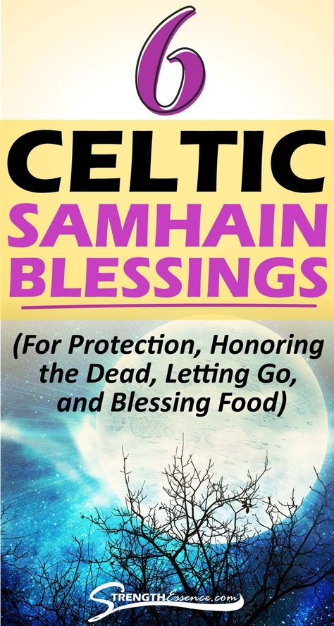 full moon and tree background with 6 celtic samhain blessings (for protection, honoring the dead, letting go, and blessing food) text overlay When Is Samhain, Samhain Food Traditional, Samhain Protection Spell, Happy Samhain Quotes, Samhain Intentions, Samhein Greetings, Samhain Blessings Quotes, Halloween Manifestation, Samhain Poem