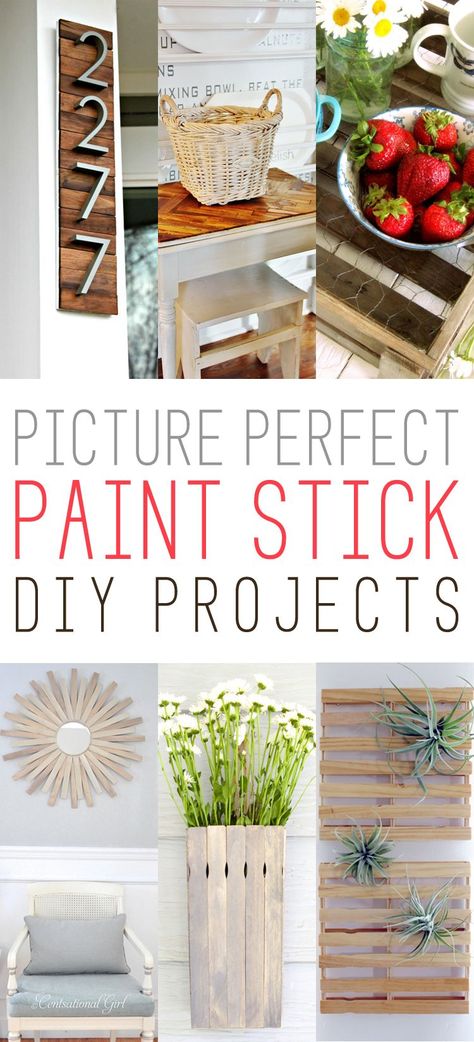 Paint Stir Stick Crafts, Paint Sticks Projects, Painted Sticks Diy, Paint Stick Crafts Diy Projects, Stick Projects, Paint Stick Crafts, Paint Stir Sticks, Stick Diy, Gorgeous Farmhouse