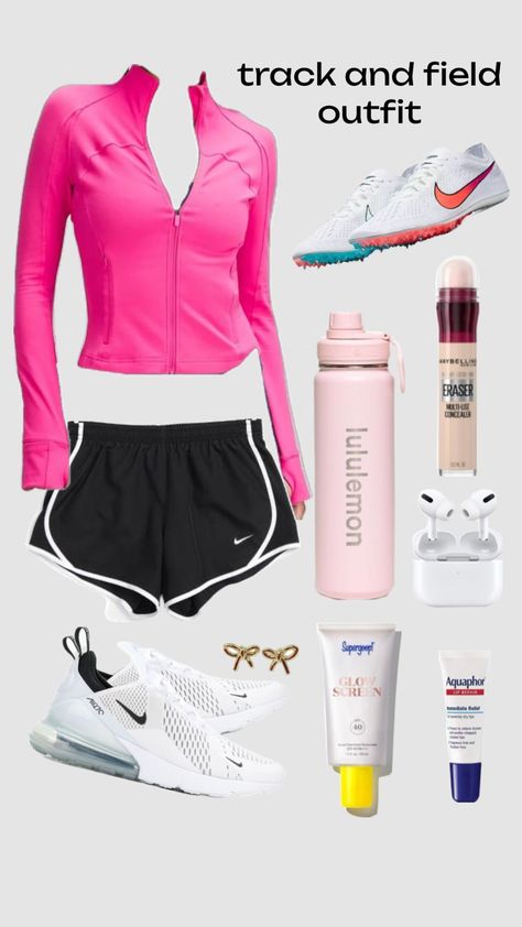 track and feild fit!!💕 #track #trackandfield #running #outfit #cute #pink #fyp Track Fits Aesthetic, Track And Field Outfits, Track Wallpapers, Cross Country Running Training, Track Fits, Running Fits, Track Uniforms, Track Outfits, Running Outfit