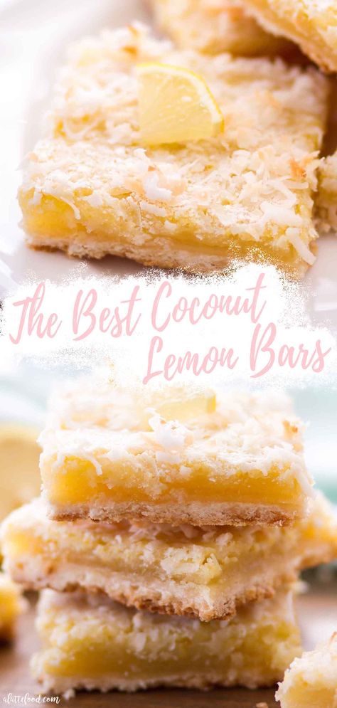 Coconut Lemon Bars, Coconut Shortbread, Lemon Coconut Bars, Homemade Lemon Bars, Lemon Bar Recipe, Classic Lemon Bars, Smores Dessert, Citrus Recipes, Lemon Bar