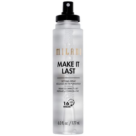 Milano Setting Spray, Milani Makeup Products, Milani Make It Last Setting Spray, Milani Setting Spray, Milani Primer, Aespa Makeup, Make It Last Setting Spray, Yellow Skincare, Vanity Products