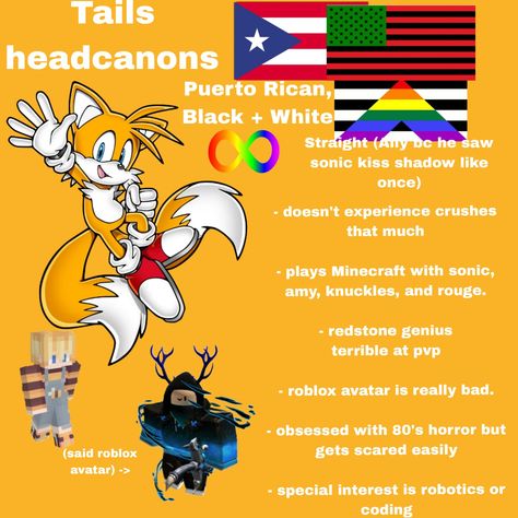 Just some silly sonic Headcanons. Tails is definitely a dreamsmp fan, or atleast some type of problematic youtuber fan, Not in a derogatory way. Even though he's super smart I think he still enjoys things children would, so being a fan of stuff that's promoting towards kids in this generation would make sense :)!! (He doesn't know the horrors.) Sonic Headcanons Tails, Sonic Headcanons, Silly Sonic, Whisper And Tangle Sonic, Sonic Idw Tangle And Whisper, Tails Sonic, Sonic Snapcube Fandub, Sonic Fandub Memes, This Generation