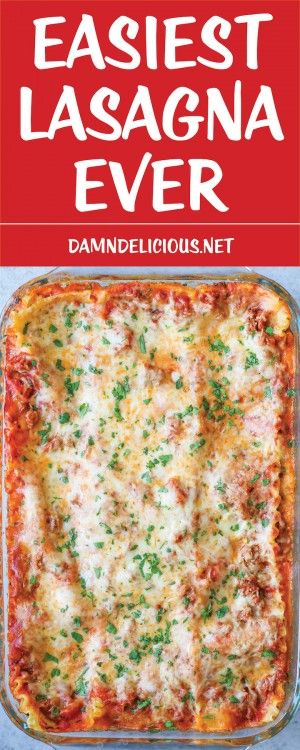 Easiest Lasagna Ever - just leave out the meat or substitute spinach Lasagne Roll Ups, Classic Lasagna, Lasagna Recipe, Casserole Dish, Tortellini, Main Meals, Easy Cooking, Pasta Dishes, Lasagna