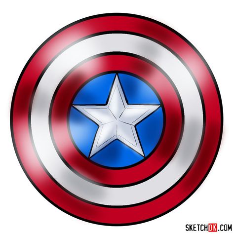 How to draw Captain America’s shield Captain America Easy Drawing, Captain America Shield Drawing, Avengers Drawings Easy, Captain America Shield Tattoo, Shield Outline, Captain America Drawing, America Drawing, America Outline, Joker Art Drawing