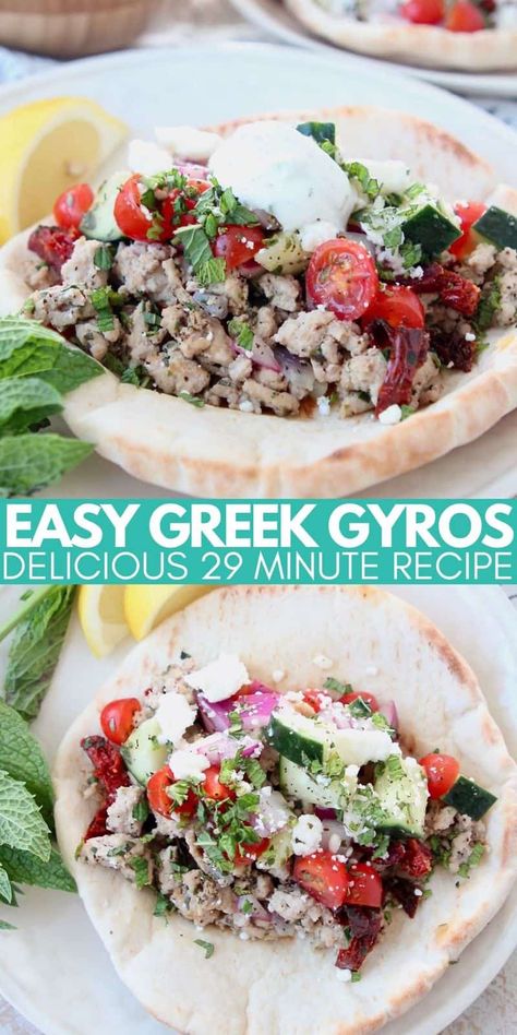 Turkey Gyro Recipe, Turkey Gyros, Greek Tacos, Vertical Rotisserie, Mediterranean Recipes Healthy, Tuesday Recipes, Greek Pita, Greek Gyros, Pita Recipes