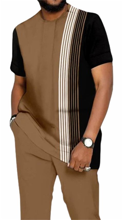 PRICES MAY VARY. Short sleeve dashiki set for men/men walking suits clothing set/2 piece set african suit for men/70s men retro streetwear leisure suitmen/summer african dashiki attire dressy/grandpa style/big and tall short sleeve leisure walking suit/eclectic clothing style/retro wedding theme party/church dress suit men. Afro festival activities/casual/party/formal/wedding/church/birthday/street wear/retro style/ceremony gala/daily dress.Perfect gift for family,friends. Ultra-soft cotton fabr Senator Styles For Men, African Male Suits, Men African Wear, Latest African Wear For Men, Senator Styles, African Wear For Men, Senator Wears, Stylish Shirts Men, Nigerian Men Fashion