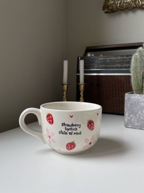 Harry Styles You Are Home, Mug Pottery Painting, Harrycore Aesthetic, Harry Styles Mug, Strawberry Lipstick, Harry Coded, Color Me Mine, Pottery Painting Ideas, Diy Pottery Painting