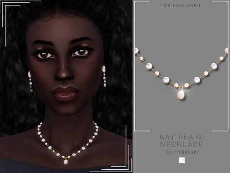 The Sims Resource - Kat Pearl Necklace Sims4 Cc Pearl Necklace, Sims 4 Cc Victorian Jewelry, Sims 4 Shell Necklace, Pearl Necklace Sims 4 Cc, S4cc Necklace, Sims4 Necklace Cc, Sims 4 Maxis Match Necklace, Sims 4 Diamond Necklace, Sims 4 Pearl Earrings