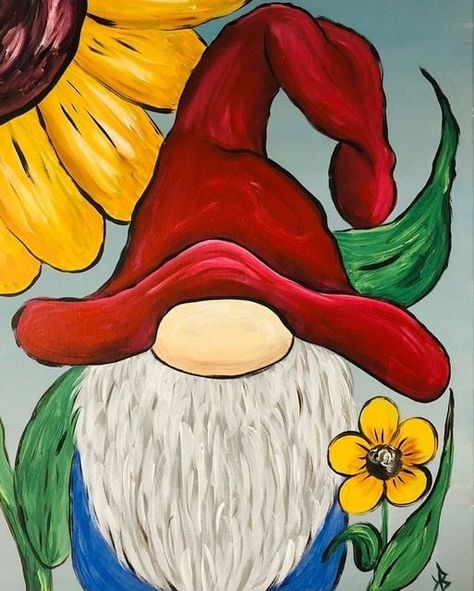 Money Paintings, Gnome Template, Cabin Painting, Gnome Painting, Gnome Art, Fall Paintings, Gnome Paint, Plank Art, Diy Paintings