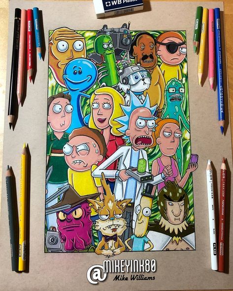 Rick and Morty from @mikeyink80 - "Weddings are basically funerals with cake." ______________________________________… Rick And Morty Drawing, Doddle Art, Arte Doodle, Graffiti Doodles, Hippie Painting, Doodle Art Drawing, Pencil Art Drawings, Doodle Art Designs, Trippy Art