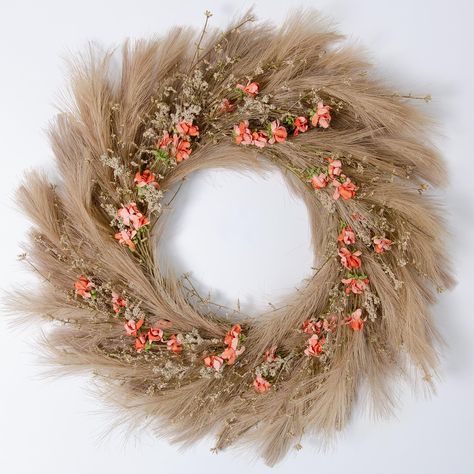 PRICES MAY VARY. 【A Boho Vibe that Lasts Forever with Our Fall Wreath for Front Door】Perfectly blending elegance with boho-chic style, our pampas grass wreath is a long-lasting and versatile addition to your front door decor. Unlike dried pampas grass or a wheat wreath, this faux pampas wreath is made from high-quality silk to prevent shedding and is designed to last for years with no care and trimming, creating a stylish floral wreath for all seasons. 【Create Your Own Unique Floral Wreath】Our D Floral Wreath Diy, Taupe Flowers, Wreath For All Seasons, Pampas Wreath, Pampas Grass Wreath, Magnolia Decor, Grass Wreath, Fall Wreath For Front Door, Boho Wreath