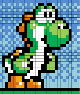 Aquamareen Crafting: W.i.P. - Yoshi 1.0 Pixel Quilts, Mario Quilt, Perler Bead Mario, Squares Blanket, Pixel Quilting, Beads Patterns, Crocheting Patterns, Pixel Art Templates, Pixel Drawing