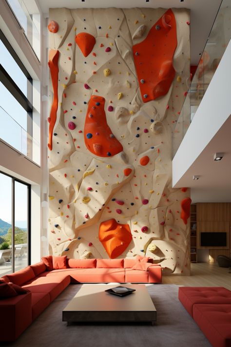 boulder fan builds boulderwall in house Boulder Wall, Home Climbing Wall, Bouldering Wall, Rock Climbing Wall, Climbing Wall, Source Unknown, Dream Rooms, Dream House Decor, Cool Rooms