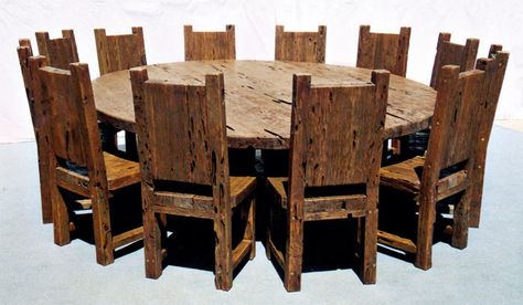 Dining Table - Round Castle Dining Table - CBT607 Brown Round Dining Table, King Arthur Round Table, Rustic Round Table, Round Table Decor, Round Table And Chairs, Unique Dining Tables, Medieval Furniture, Furniture Unique, Furniture Styles