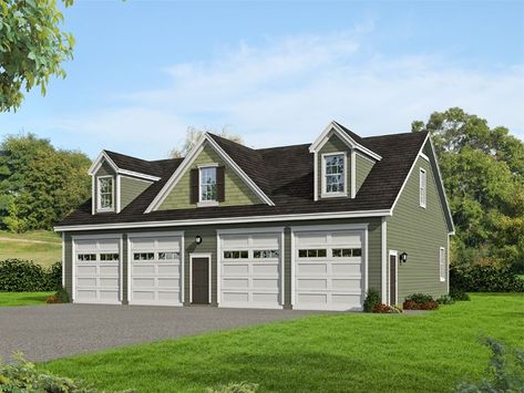 062G-0181: Tandem Garage with 4 Tandem Bays Holds 8 Cars Rv Garage Plans, Garage Plans With Loft, 4 Car Garage, Loft Plan, Shop Floor, Garage Loft, Tandem Garage, Garage Apartment Plans, Garage Apartments