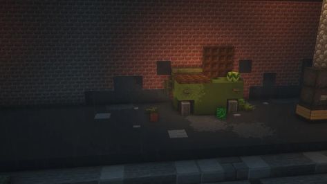 Alley dumpster at noon : Minecraft Minecraft Dumpster Design, Minecraft Dumpster, Minecraft Alley, Minecraft Cyberpunk, Minecraft Addons, Minecraft School, Minecraft Steampunk, Mc Ideas, Locker Designs