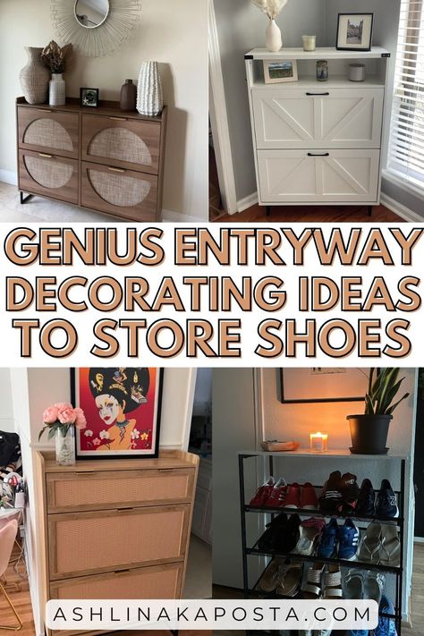 7 genius shoe storage solutions for your small entryway (Top Rated!) — ASHLINA KAPOSTA Attractive Shoe Storage, Diy Shoe Storage For Small Spaces, Front Door Shoe Storage, Entryway Shoe Rack, Shoe Storage Hacks, Shoe Storage Small Space, Storage Hacks Diy, Diy Shoe Storage, Glamour Home