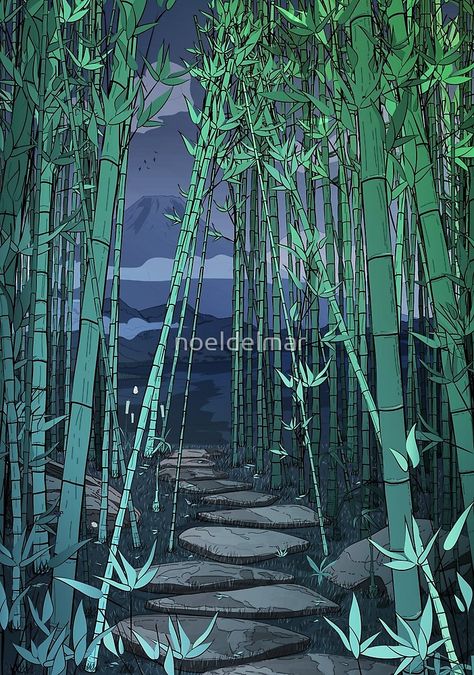 Bamboo Forest Painting, Bamboo Forest Drawing, Bamboo Forest Illustration, Bamboo Forest Japan, Bamboo Background, Japanese Forest, Forest Drawing, Japanese Bamboo, Forest Background