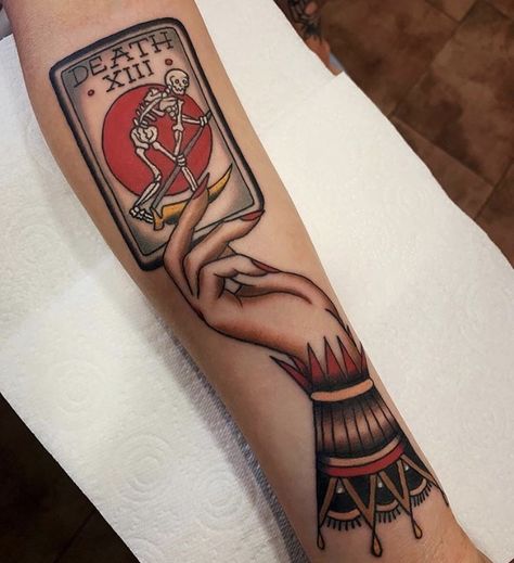 Traditional Tattoo Music, Circus Tattoo, Traditional Hand Tattoo, Halloween Tattoos Sleeve, Luck Tattoo, Traditional Tattoo Inspiration, Tarot Card Tattoo, Tarot Tattoo, Traditional Style Tattoo