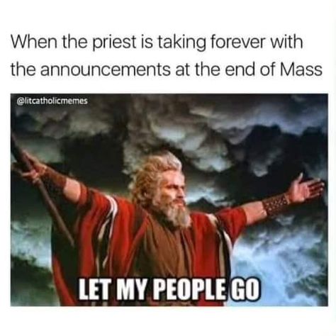 Meme credit: @litcatholicmemes Catholic Jokes, Let My People Go, Catholic Humor, Church Humor, Religious Humor, Christian Cartoons, Catholic Memes, Jesus Memes, Christian Jokes