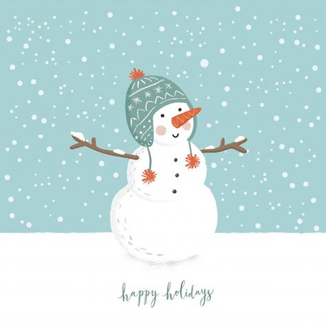 Snow Man Illustration, Christmas Card Snowman, Snowmen Illustration, Cute Snowman Drawing, Ny Drawing, Snowy Christmas Illustration, Christmas Snowman Illustration, Cartoon Snowman Cute, Snowman Illustration Cute