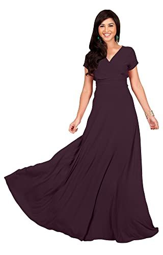 KOH KOH Womens Sexy Cap Short Sleeve V-Neck Flowy Cocktail Gown koh koh Doctor Dress, Bridal Party Gowns, Casual Work Dresses, Figure Dress, Plus Size Gowns, Sundress Dress, Cocktail Gowns, Short Sleeve Maxi Dresses, Maxi Gown Dress