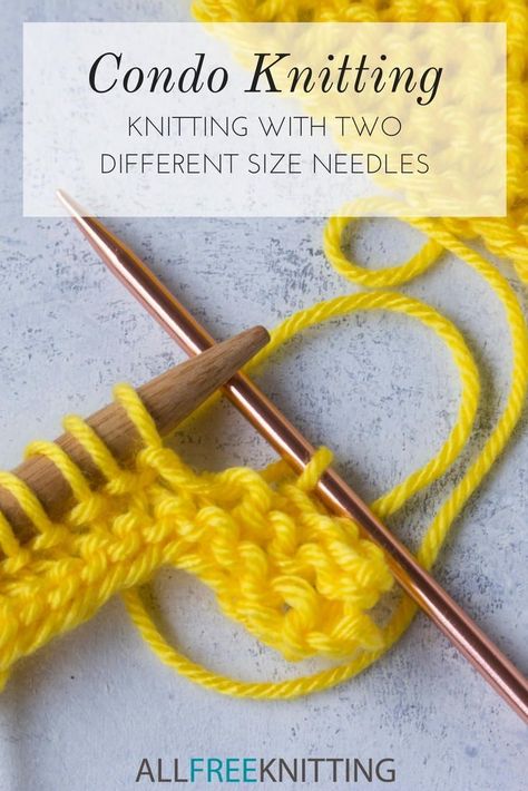 Condo Knitting: Knitting with Two Different Size Needles | AllFreeKnitting.com Condo Knitting, Knitting 101, Knitting Lace, Knitting Hacks, Knitting Help, Knitting Instructions, Knitting Needle, How To Purl Knit, Knit Stitch Patterns